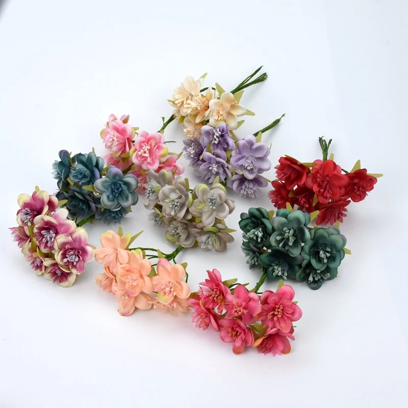 Искусственные цветы 6 шт./лот сделай сам свадебный Декор для дома рождественские