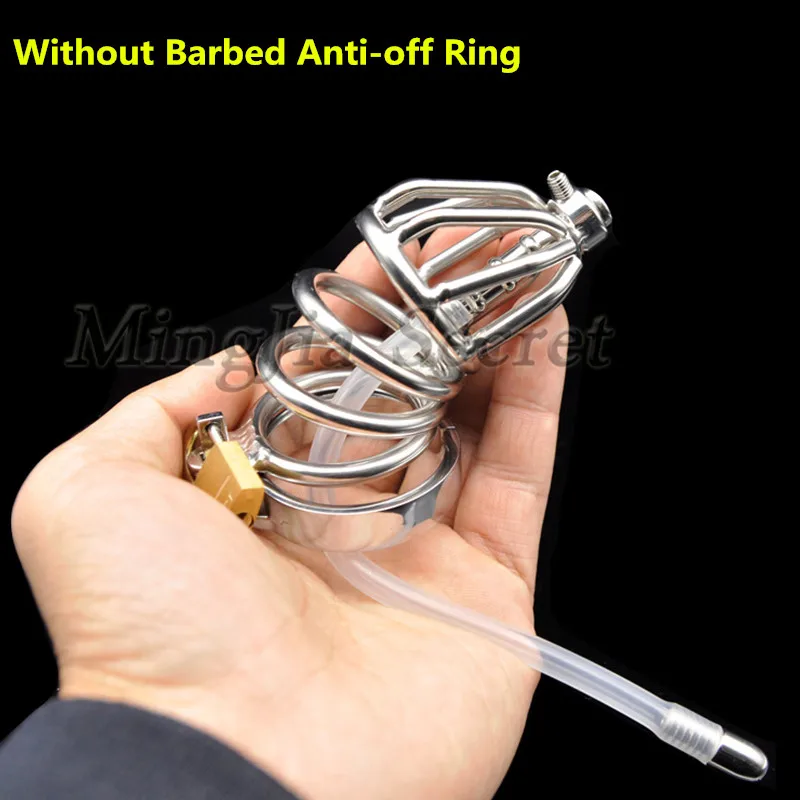 Длинный мужской Пояс верности из нержавеющей стали клетка на пенис с катетером