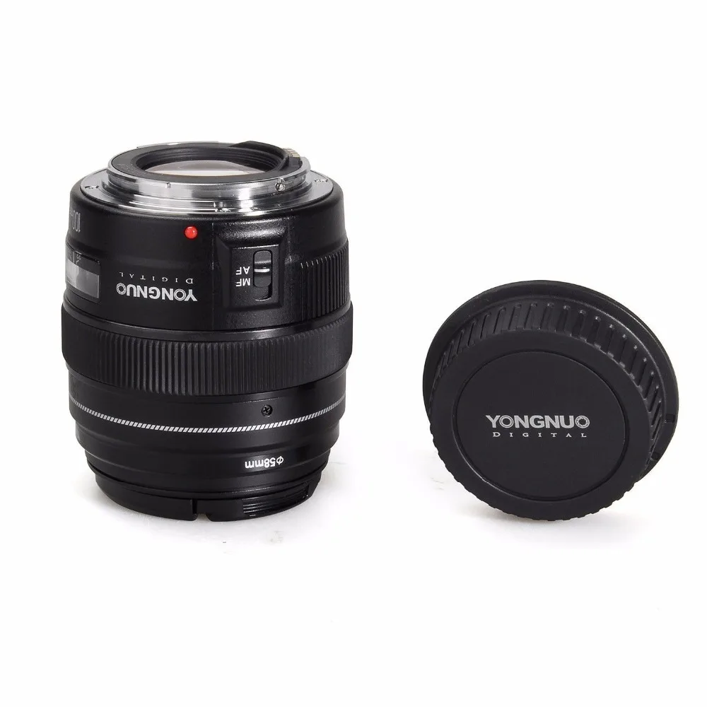 YONGNUO YN100mm F2 Средний телеобъектив основной объектив большая апертура Автофокус Объектив для Canon EOS Rebel камера AF MF с Чехол