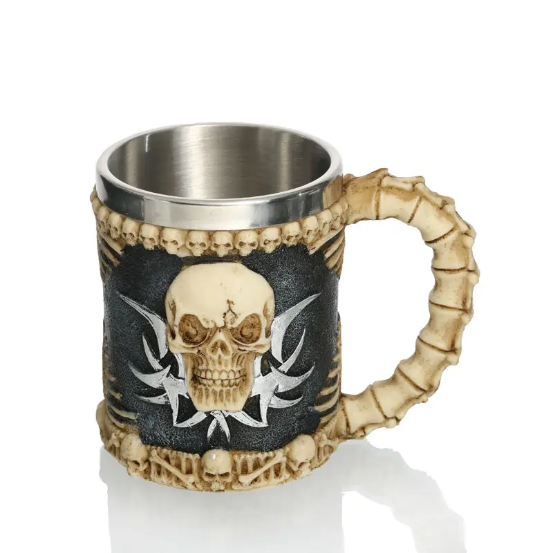 

"Jolly Roger" Drinking Skull Mug caneca the walking dead Tankard Horror Decor Cup for Viking beer coffee Halloween Bar Party