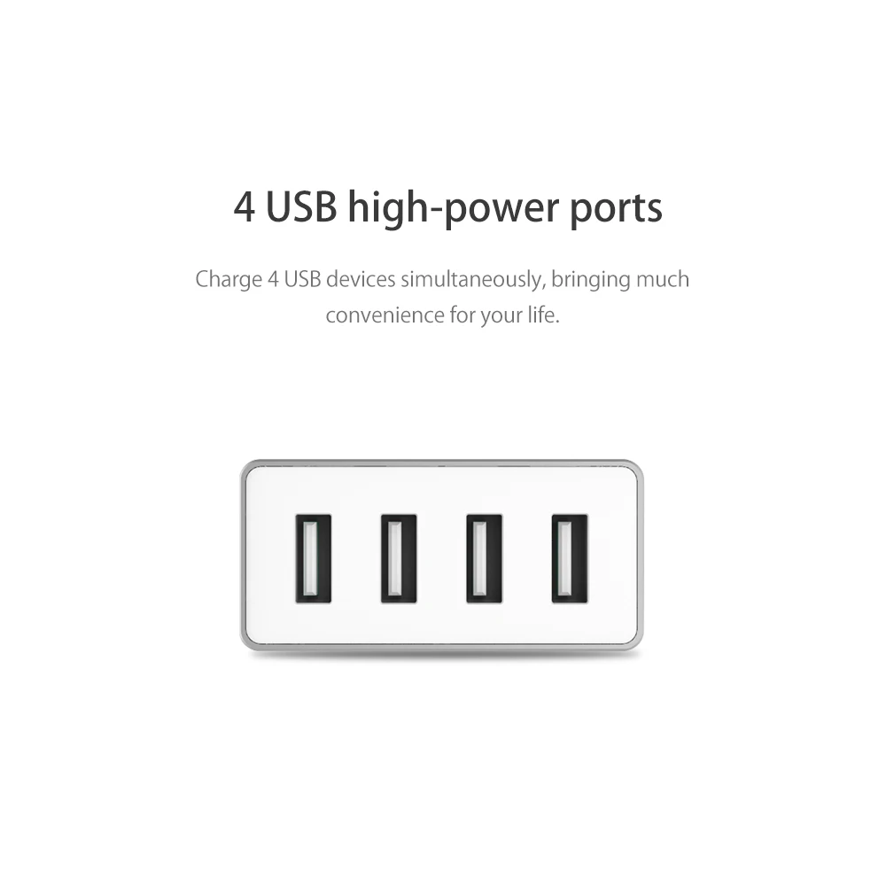 ORICO алюминиевый 4 порта смартфон зарядное устройство 5V6. 0A30W выход для iPhone Tablet Xiaomi Красный htc SONY-серебро