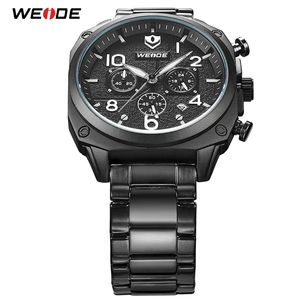 WEIDE топ бренд класса люкс модный кожаный ремешок кварцевые мужские часы в