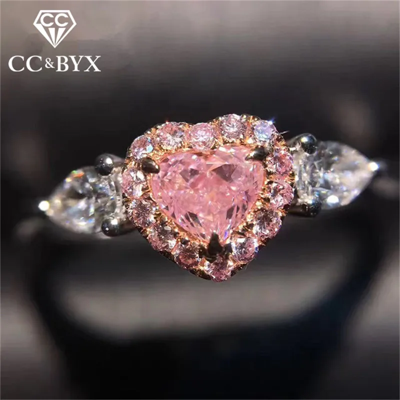 Обручальные кольца CC для женщин S925 Серебряное красивое розовое кольцо в форме