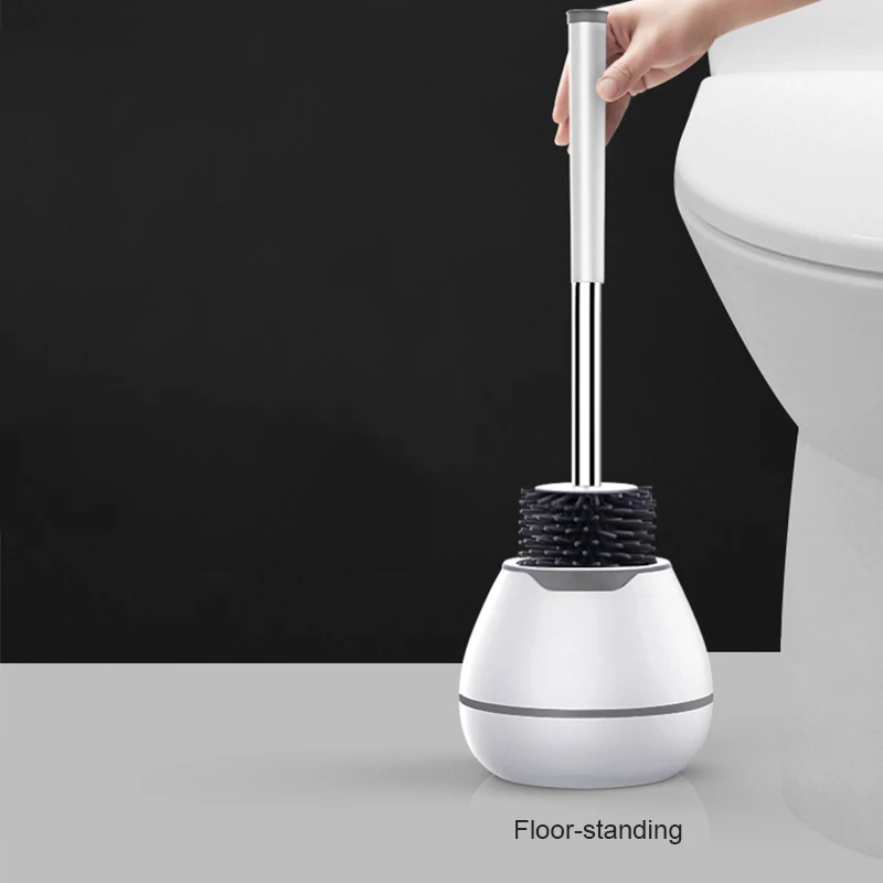 Floor-standing GUNOT, настенная силиконовая щетка для унитаза из термопластичной резины, резиновая насадка для туалетной щетки, набор для чистки, аксессуары для ванной комнаты, наборы, белый цвет - Цвет: Floor-standing