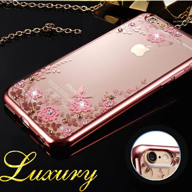 Роскошный блестящий прозрачный силиконовый мягкий ТПУ чехол для iPhone 5 SE 6S Plus