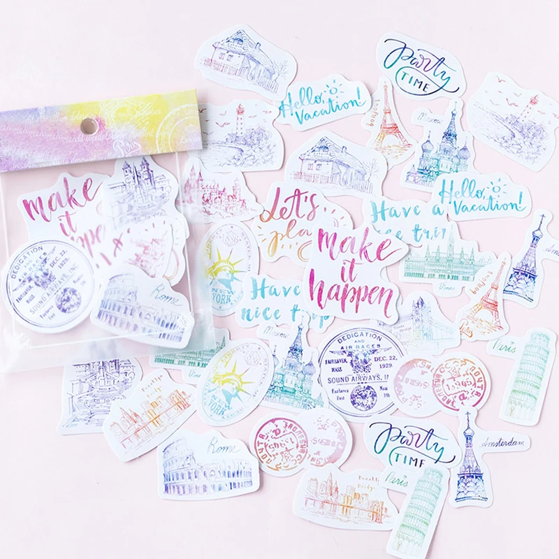 40 шт Kawaii Дневник путешествия бумажные наклейки этикетки подарок детям Papeleria