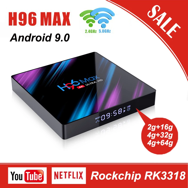 Продажа Android 9 0 H96 max tv BOX 2g/4g ram 16g/32g/64g Rockchip RK3318 четырехъядерный 2 4G/5G wifi 65Hz BT4.0