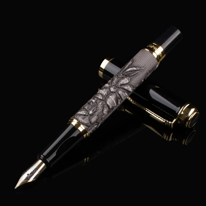 Ручка перьевая из кожи и металла с изгибом черная/красная 0 5|new pen|pen fountain peniridium pen |