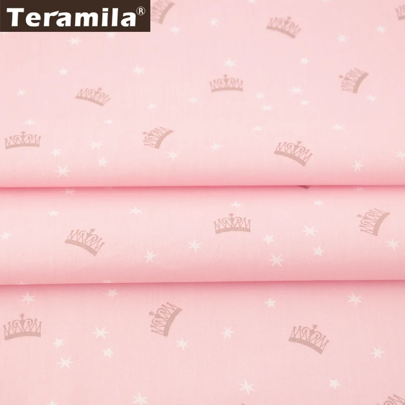 Teramila розовый Tela Twill швейный материал хлопок ткань метр текстиль DIY Tissus печатная корона стиль пэчворк Boneca Tilda