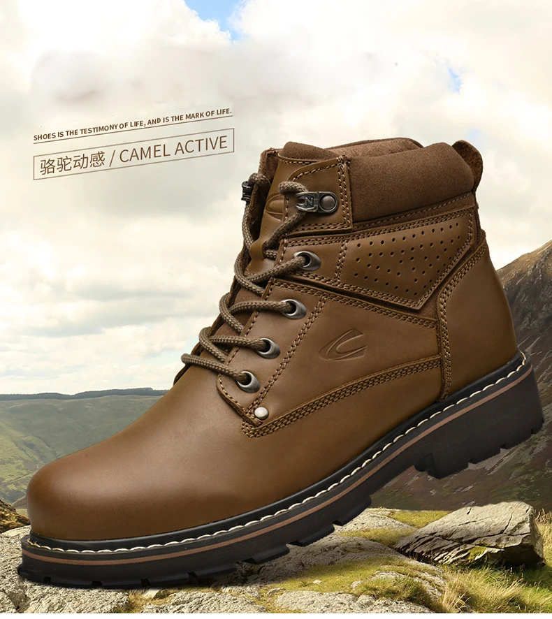 Camel Active/Новинка; высококачественные мужские зимние модные ботинки из натуральной кожи с круглым носком на шнуровке в байкерском стиле; ботильоны; шерстяные зимние ботинки