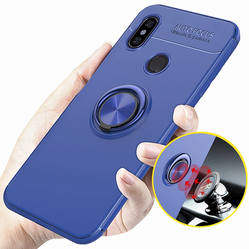 Автомобильный чехол-подставка с кольцом на палец для Redmi Note 7 силиконовый чехол