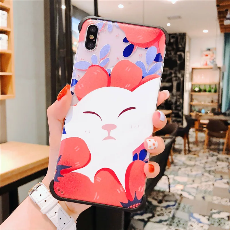 Чехол для iphone X XS Max XR 7 8 Plus высококачественое прозрачное жесткое ПК с милым