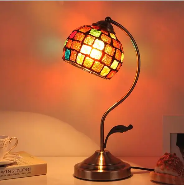 Desk lamp living room bedroom vintage creative desk Mosaic style American country restoring ancient ways glass | Освещение