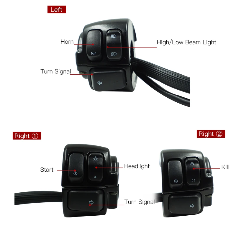 1 дюйм 25 мм черный левый и правый переключатель управления на руль мотоцикла с