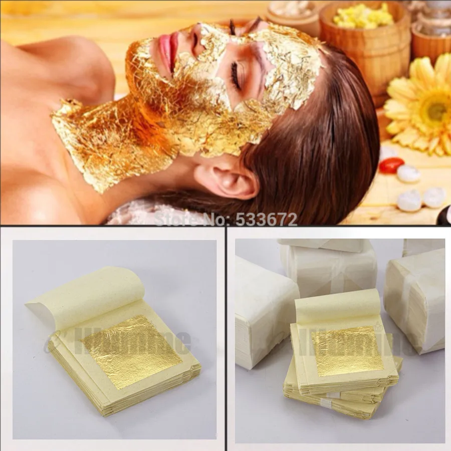 50PCS Thailand Anti-Aging 24K Gold Foil Leaf Mask Moisturizing Facial Gold Foil Sheets Masks SPA 4.33*4.33cm