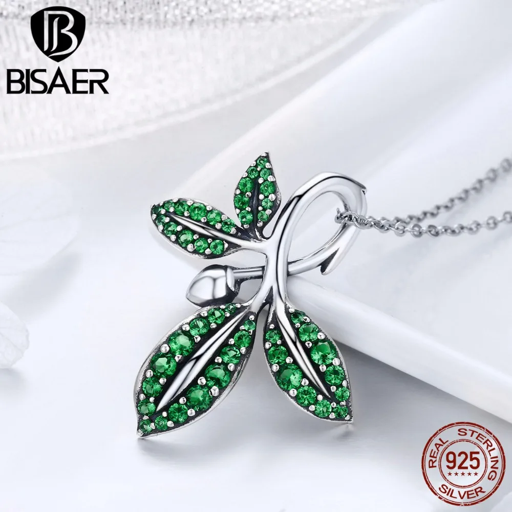 Серебро 925 пробы Весенняя коллекция ветка и зеленые листья серебро женское колье-Подвеска девушка стерлингового серебра ювелирные изделия