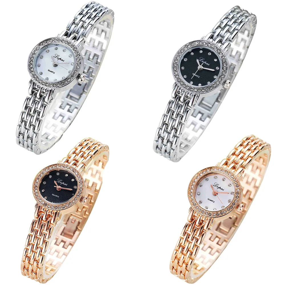 Женские кварцевые наручные часы Lvpai роскошные стразы из нержавеющей стали модные