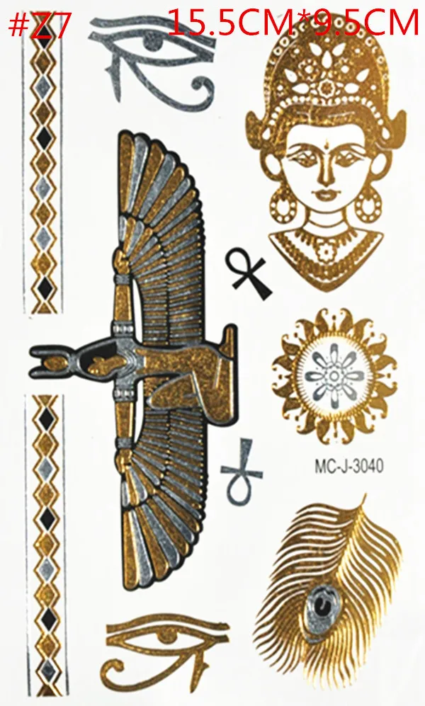 Новые женские Временные татуировки золотые секс товары металлические хны