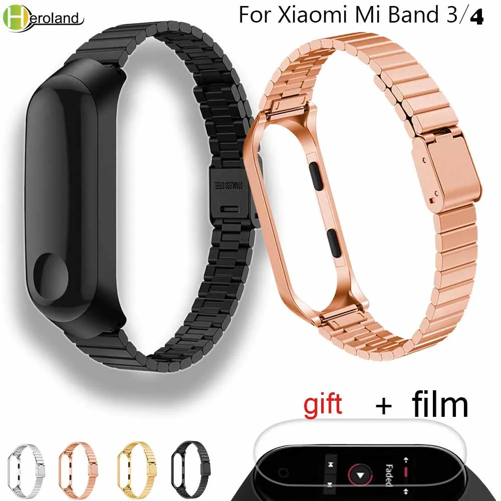 Mi Band 3 4 ремешок на запястье металлический Безвинтовой нержавеющей стали для Xiaomi mi