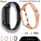 Mi Band 3 4 ремешок на запястье металлический Безвинтовой нержавеющей стали для Xiaomi mi Band 43 Унисекс Браслет спортивные умные браслеты + металлический корпус