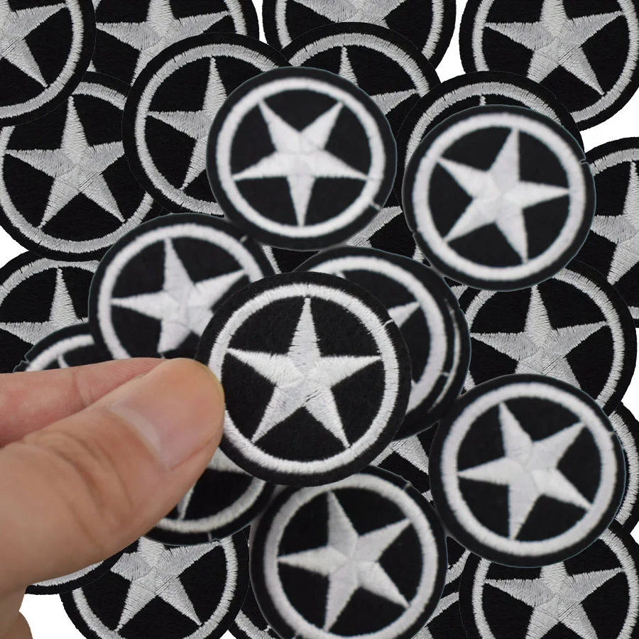 10 шт. нашивки со звездами для одежды черно белый значок нашивка с аппликацией