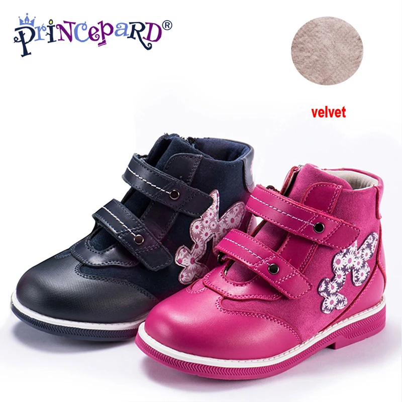 Princepard New orthopedic shoes for kids casual genuine leather velvet navy baby girls and boys 21-36 | Детская одежда и обувь