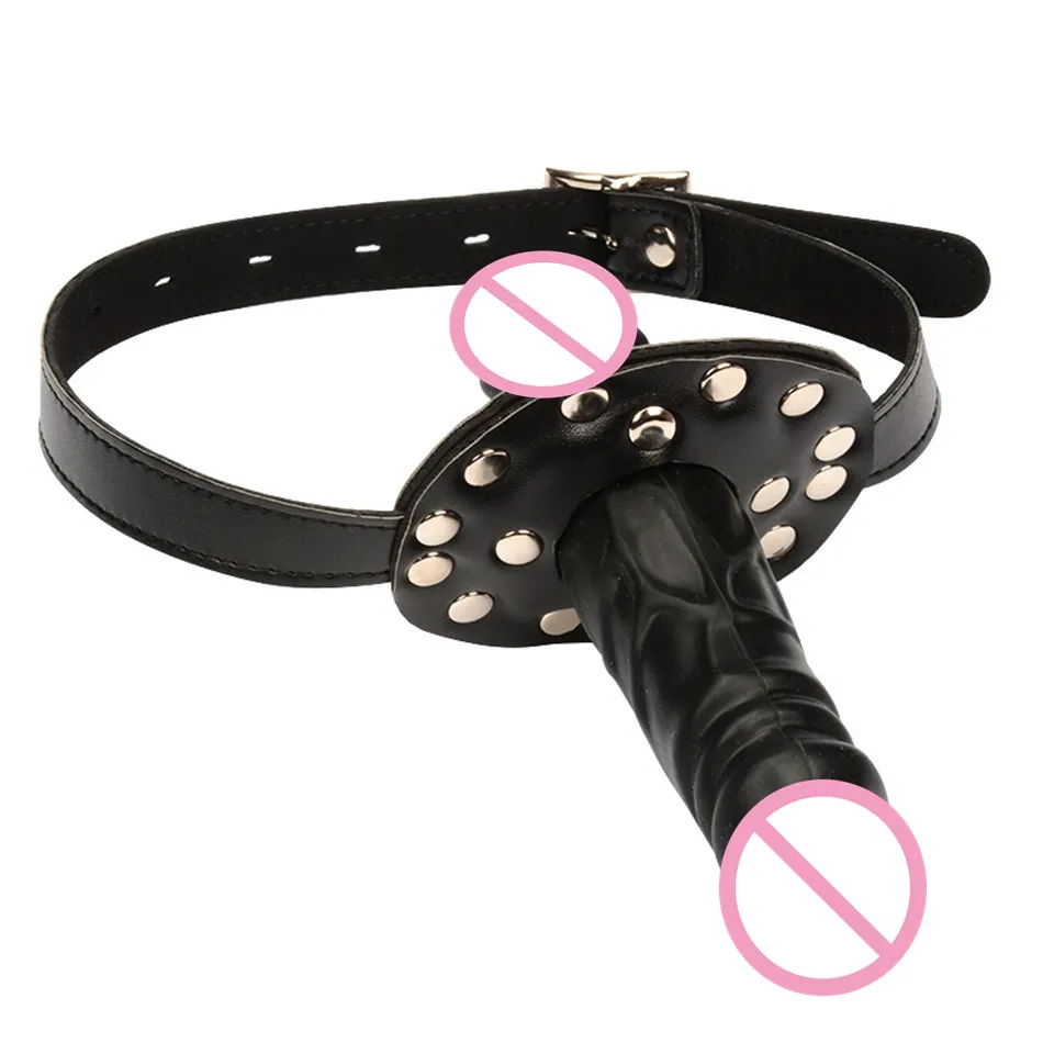 Силиконовый пенис кляп двойной фаллоимитатор открытый рот пробка оральные