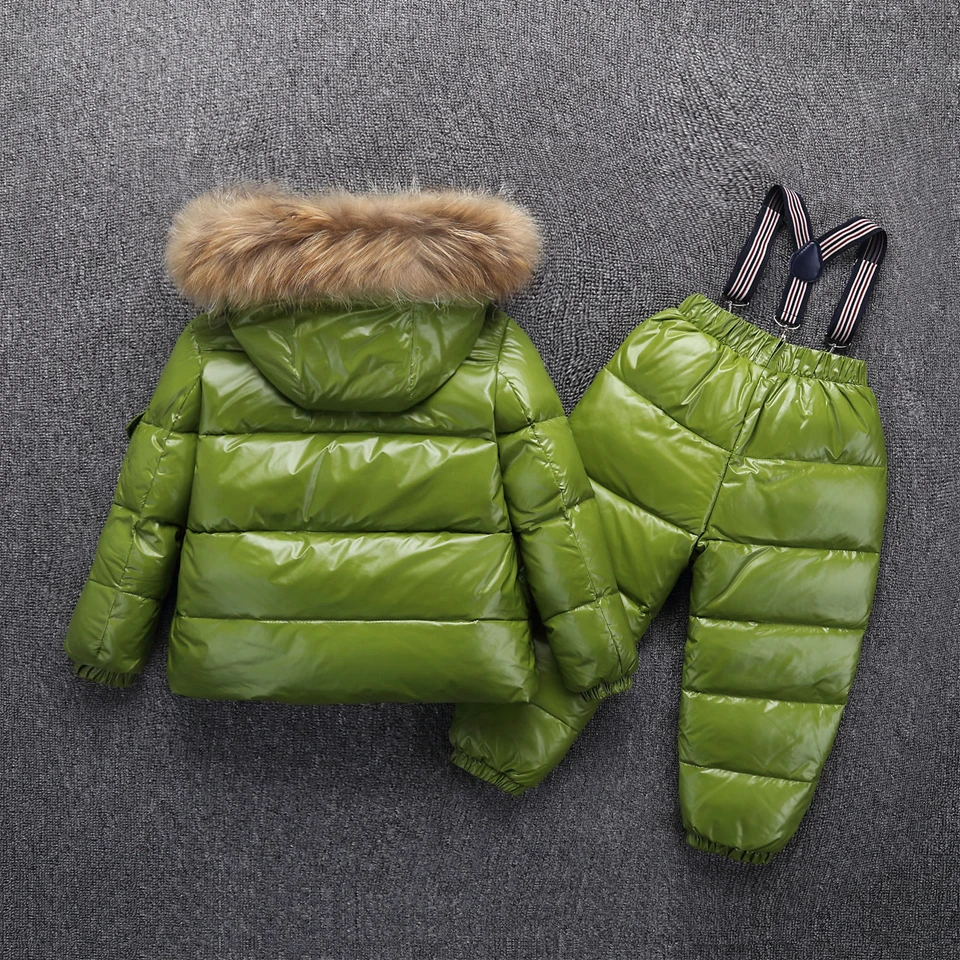 Girls Boy Snowwear Kids Winter Jumpsuit Windproof Waterproof Warm Duck Down Jacket Pants Snowboarding Children Clothing Set Suit