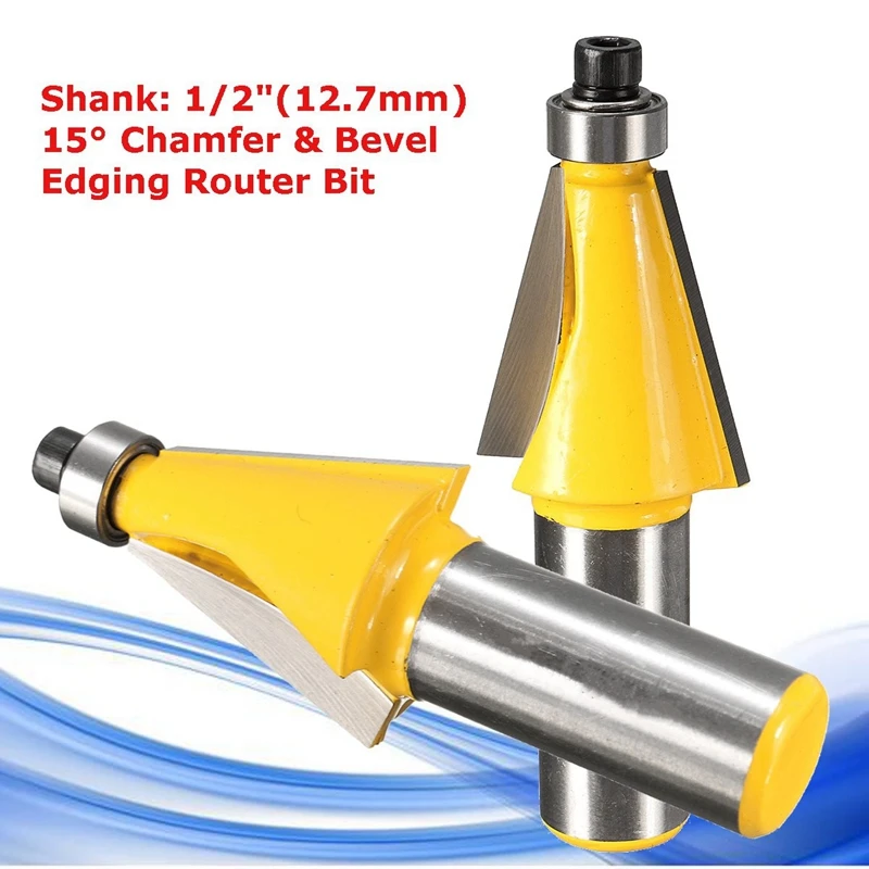 15 Degree Chamfer &amp Bevel Edging Router Bit - 1/2 Inch Shank 2-5/8 (67mm) Wood Cutter For Woodworking | Инструменты