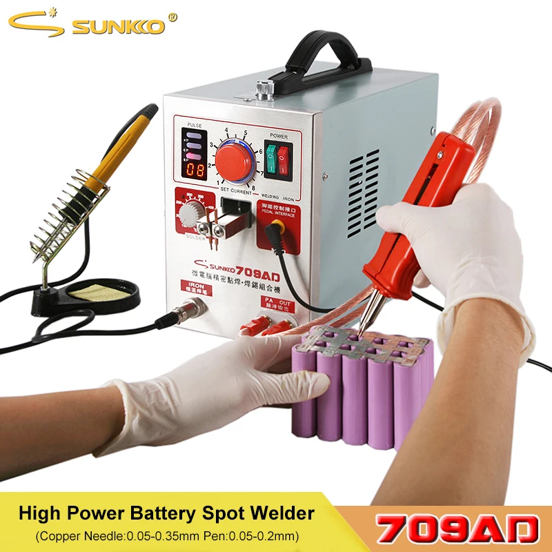 SUNKKO 709AD точечной сварки 2.2KW высокое Мощность цифровой Дисплей точечной сварки с паяльником Pen импульса Батарея точечной сварки