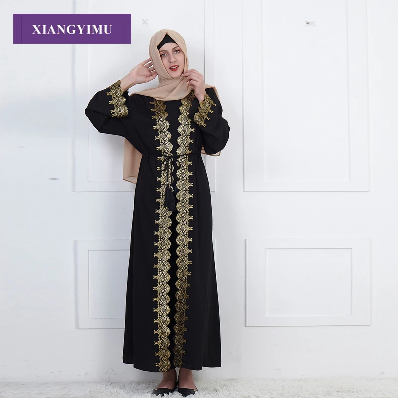 F812 мусульманская абайя модное вышитое платье Nida кардиган халат Jubah от производителя