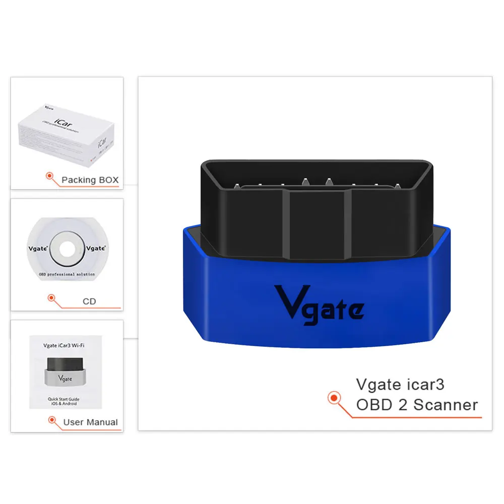 Vgate icar3 elm327 wifi OBD OBD2 сканер диагностики автомобиля OBDII кодовый считыватель для IOS/android elm 327 wi fi сканер automotriz