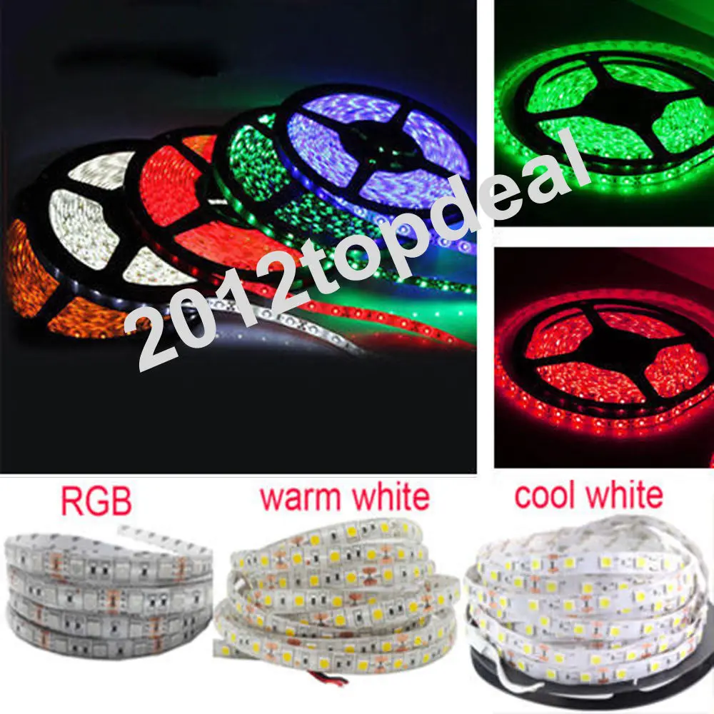 1 5 м SMD 5050 RGB белая Водонепроницаемая 300 Светодиодная гибкая лента 3 12 В постоянного