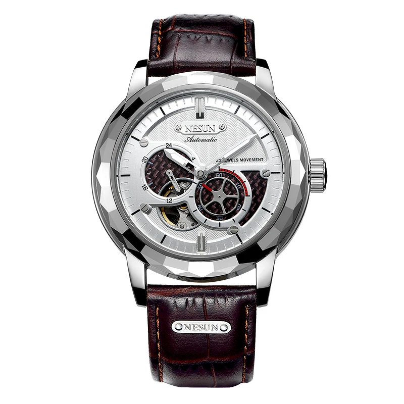 Швейцария Элитный бренд NESUN Скелет Tourbillon часы для мужчин Авто Self-Wind мужские 100 м