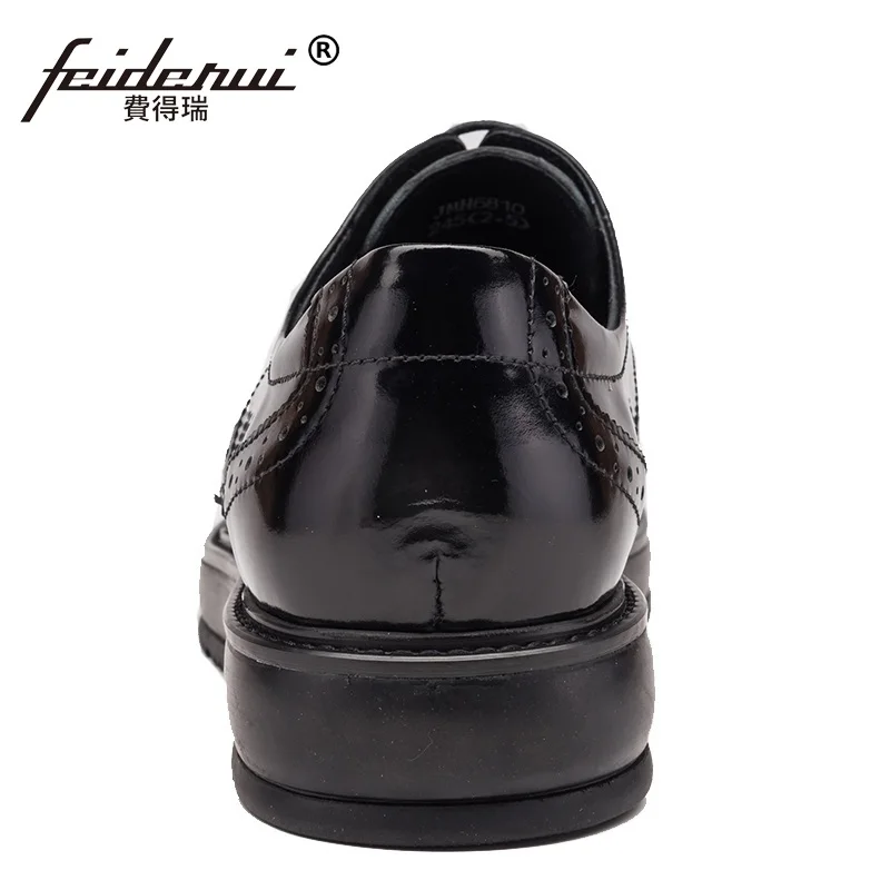 Туфли оксфорды мужские из лакированной кожи на плоской платформе с круглым