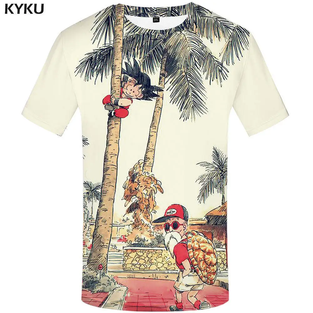 Мужская винтажная футболка KYKU, летняя белая футболка с 3D-принтом из аниме "Жемчуг дракона" - Цвет: 3d t shirt 19