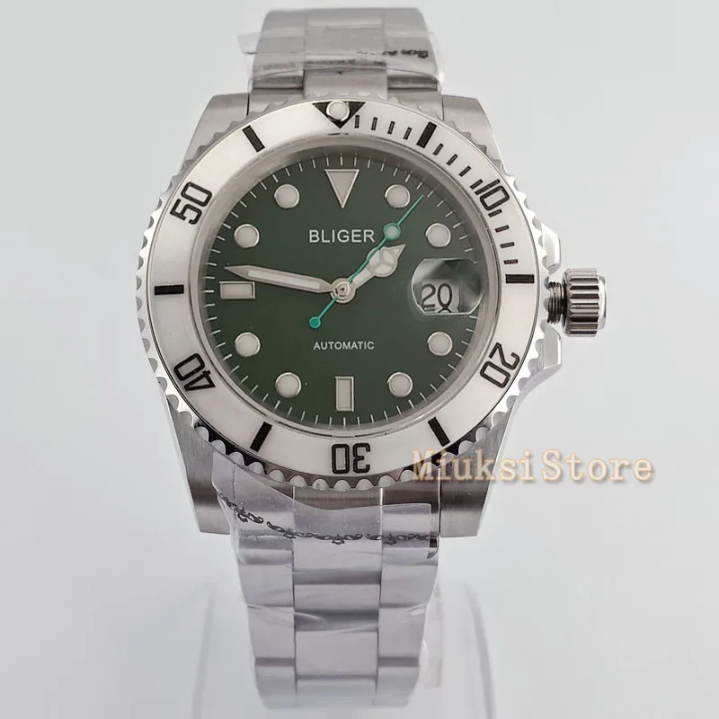 Светящийся автоматический мужской браслет 40 мм механический из нержавеющей