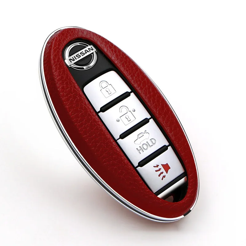 red single shell Чехол для ключей автомобиля, брелок из цинкового сплава для Nissan X-Trail 370Z Cube Micra Qashqai Juke Leaf Tiida Cube Quest Versa - Название цвета: red single shell