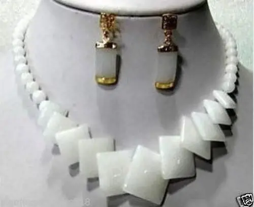 DYY БЕСПЛАТНАЯ ДОСТАВКА &gt&gt@&gt Изящные натуральный белый нефрит ожерелье серьги