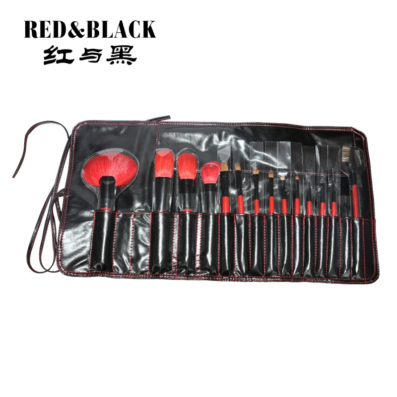 Red&ampBlack 15 Brushes set black bag&ampred handle Professional Makeup Cosmetic tools beauty brushes | Красота и здоровье