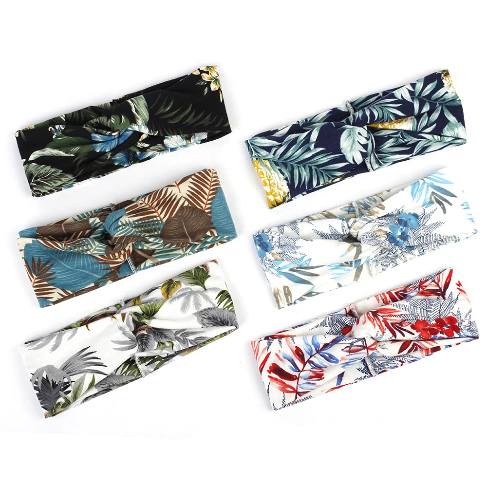 Женская повязка на голову Geebro эластичная с узелком и принтом в богемном стиле