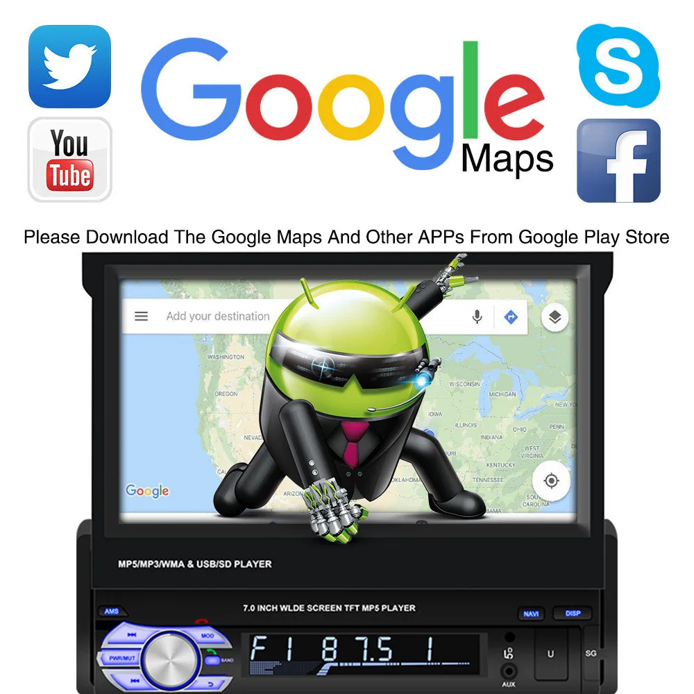 Выдвижной 7 &quot1 Din Android 9 1 автомобильный Радио мультимедийный видео плеер GPS