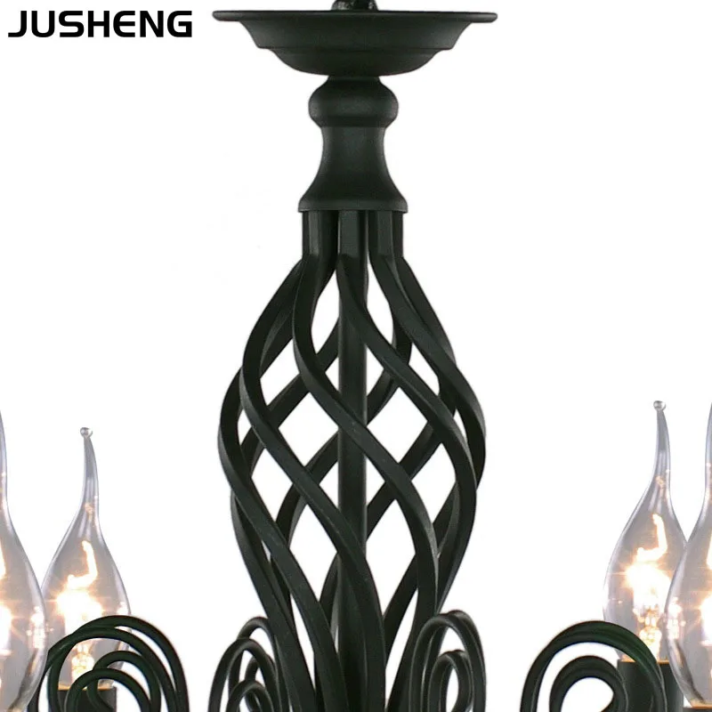 JUSHENG American Retro Style Iron Chandelier Lighting Led E14 Bulb Luminarias Dining Room Kitchen Chandeliers 3/5/8T | Лампы и