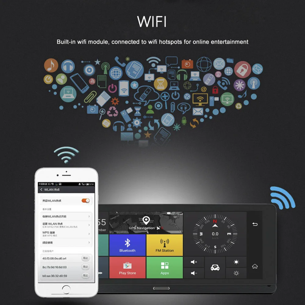 Автомобильный видеорегистратор TAVIN 4G wifi Android 5 1 ADAS 8 дюймов двойной объектив