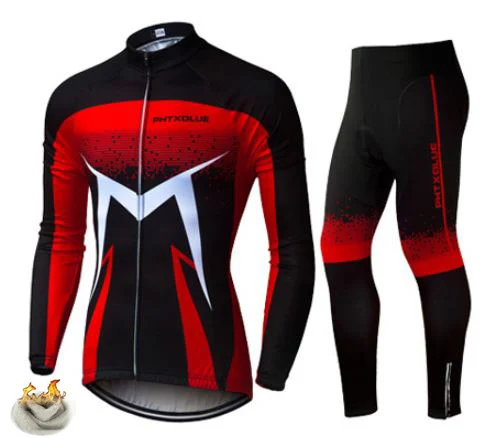 Jerseys and Pant Phtxolue Pro зимний термальный флисовый велосипедный джерси набор майо Ropa Ciclismo MTB велосипедная одежда с длинным рукавом велосипедная одежда - Цвет: Jerseys and Pant