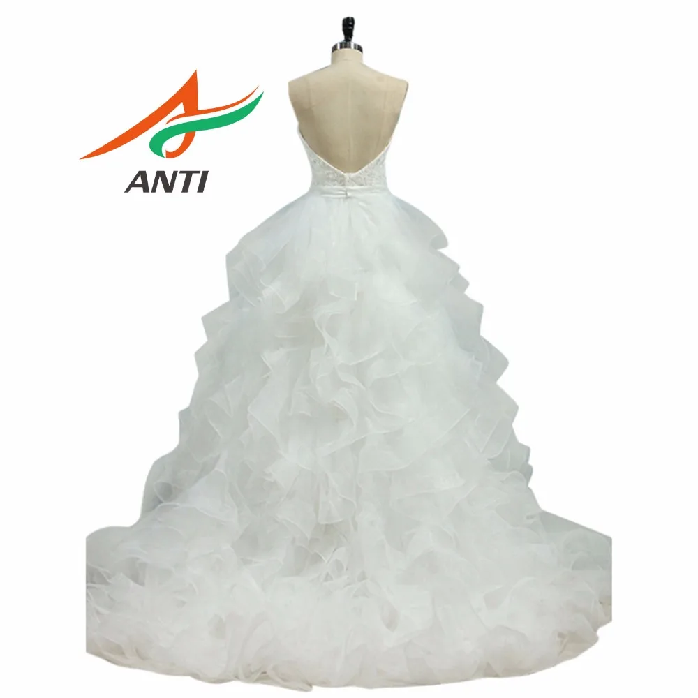 Антидизайнерский стиль оборки Vestido De Noiva Тюль бисерная аппликация молния сзади