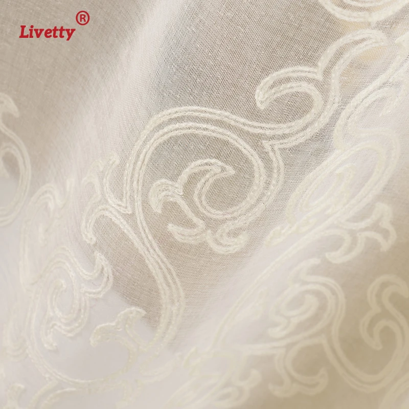 Однотонные белые тюлевые шторы для гостиной вышитые Дамасские занавески спальни