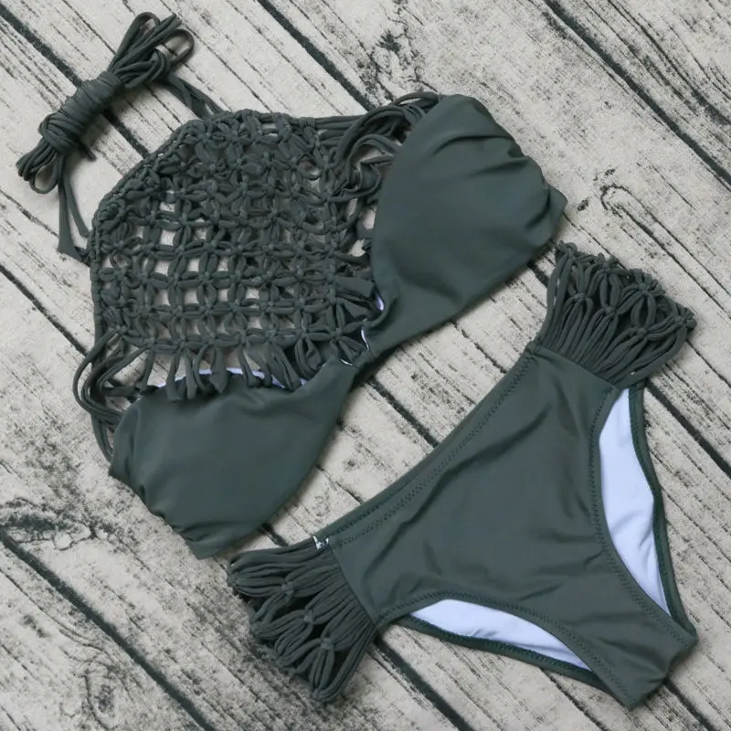 Ручной работы сетчатые крючком бикини купальный костюм 2017 Для женщин