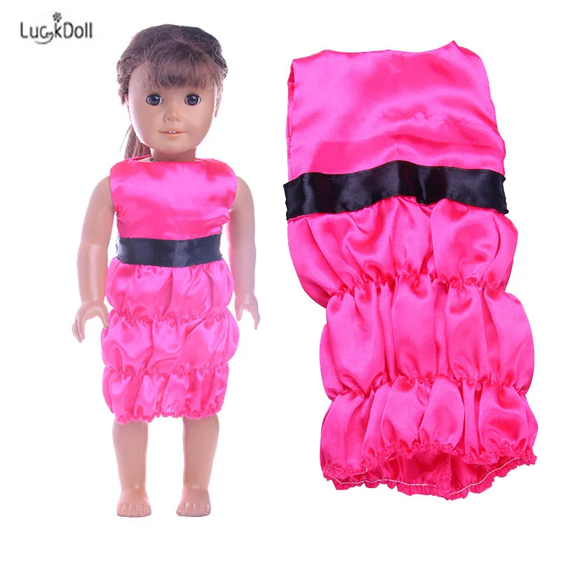 Набедренное платье LUCKDOLLFashion с росерованной сумкой подходит для 18-дюймовых