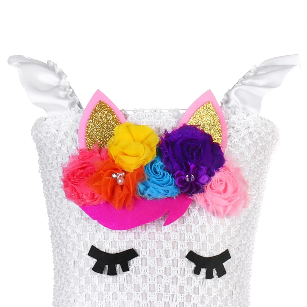 Bright Rainbow Pony Unicorn Birthday Dress for Teens White Ruffles Wedding Girls 12 Age Pattern Tutu | Детская одежда и обувь